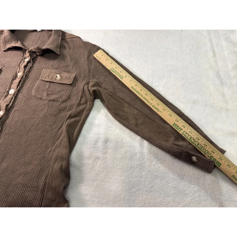 Womens Lightweight Waffle Knit‎ Shacket Brown Oversized Button Down XL NWT - Picture 10 of 12